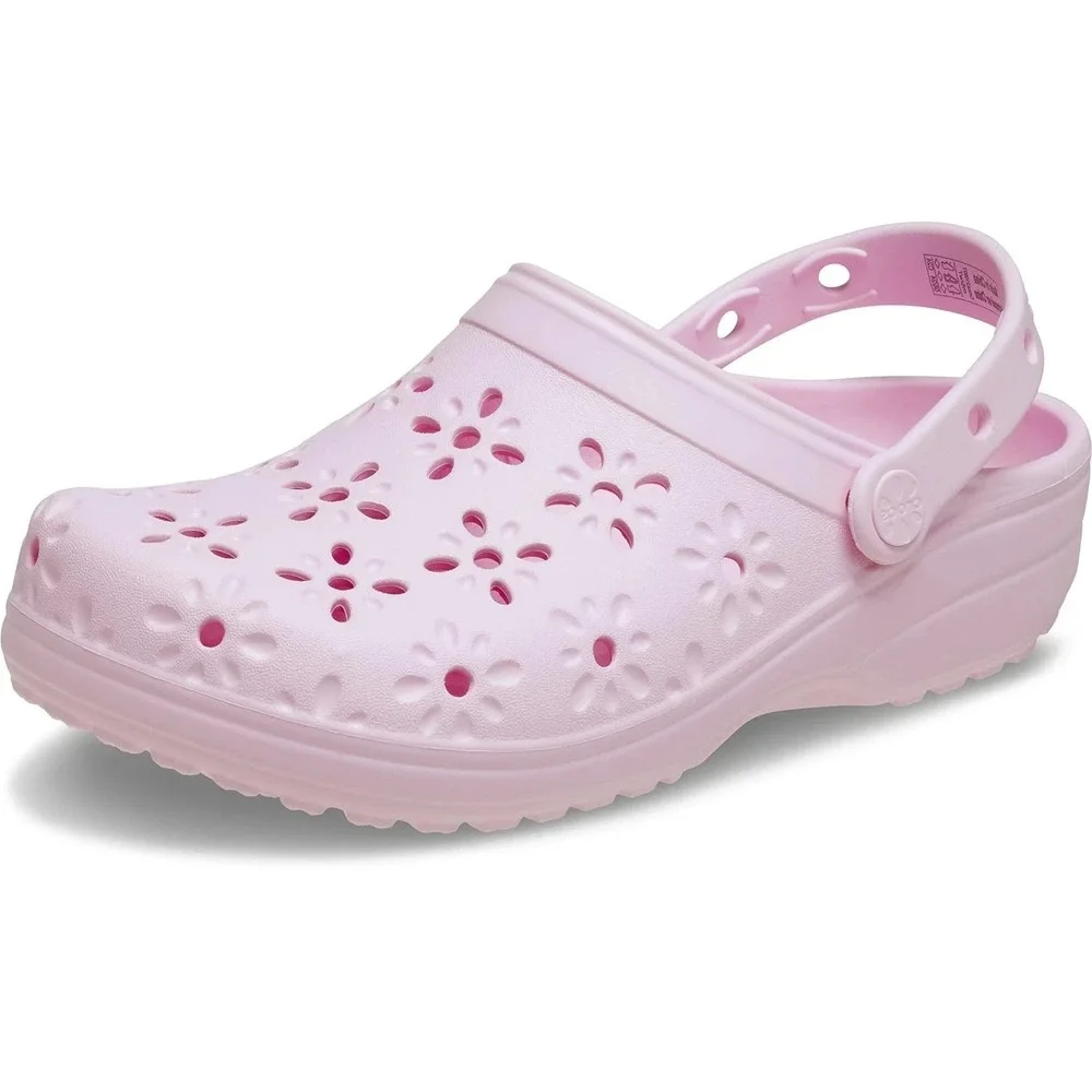 CROCS Classic Floral Cut-Out Clog 210927 PINK MILK NEW - Picture 2 of 6